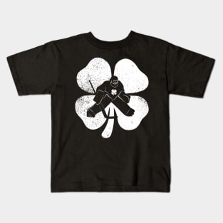 Hockey Player Shamrock Clover Funny St Patricks Day Kids T-Shirt